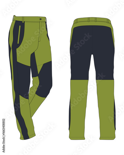 Green and black outdoor hiking pants design