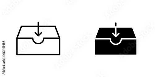 Inbox icon, vector graphic, Outlined vector illustration
