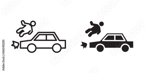 Frontal crash icon . Thin line frontal crash icon from Insurance and Coverage collection .Vector illustration with stroke and fill on a white background.
