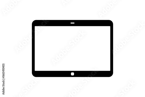 Minimal black outline tablet icon on transparent background, perfect for technology, mobile device, app, UI, and digital product design projects. EPS vector.