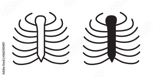 Human Ribs icon .Vector illustration with stroke and fill on a white background.