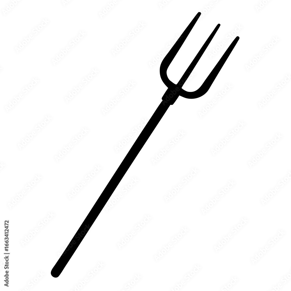Naklejka premium A simple black pitchfork icon on a white background