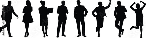 Wallpaper Mural Silhouette of business people standing, men and women teamwork, professional colleagues, office communication, corporate lifestyle, success collaboration, confident group Torontodigital.ca