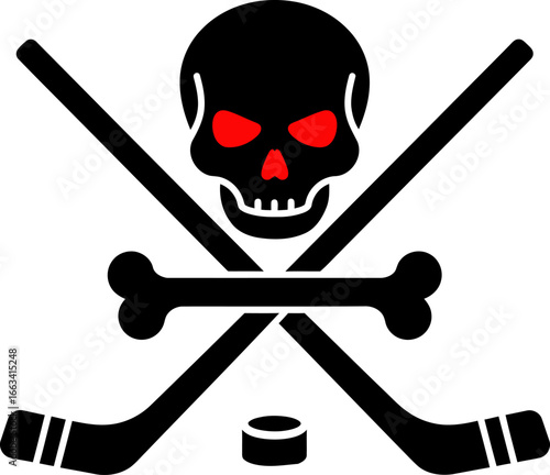Hockey Stick Crossbones – classic skull-and-crossbones, but with hockey sticks instead of bones.