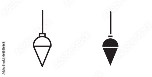 Plumb bob icon . Thin line icon from construction tools collection . Vector illustration with stroke and fill on a white background.
