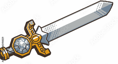 Pixel Art Fantasy Sword Jewel-Encrusted Blade Icon