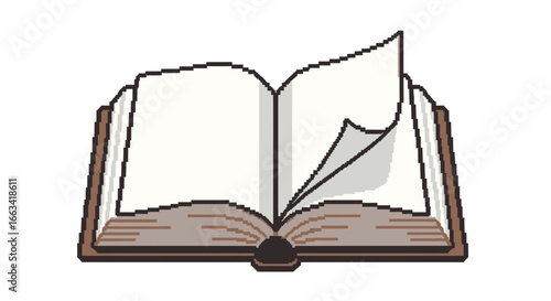Open Book Pixel Art Icon Knowledge, Education, and Reading
