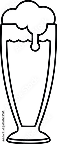 vector illustration of a tall glass with a foamy head