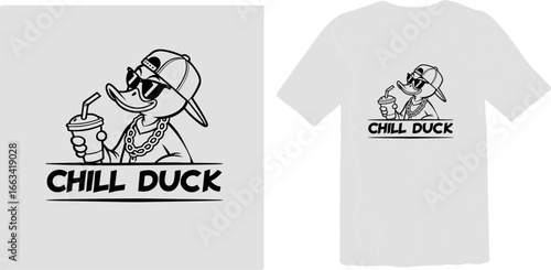 Cool Duck Mascot with Sunglasses and Streetwear, Urban Cartoon Vector