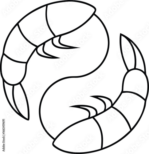 two shrimps on a white background