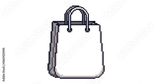 Shopping bag icon in pixel art style, perfect for e-commerce or retail websites and apps
