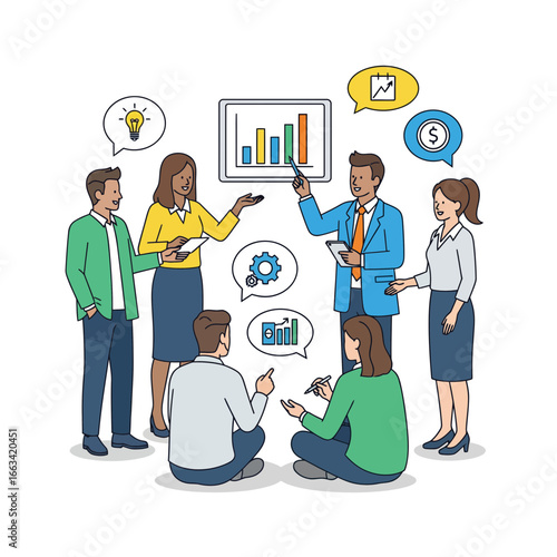 Diverse Business Team Collaboration and Brainstorming Session in a Modern Office Meeting, Sharing Innovative Ideas and Discussing Project Strategy