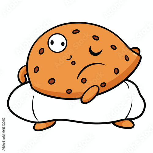 Cookie character feeling grumpy and sleepy