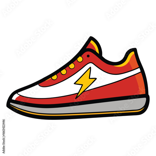 Red White and Yellow Athletic Running Shoe