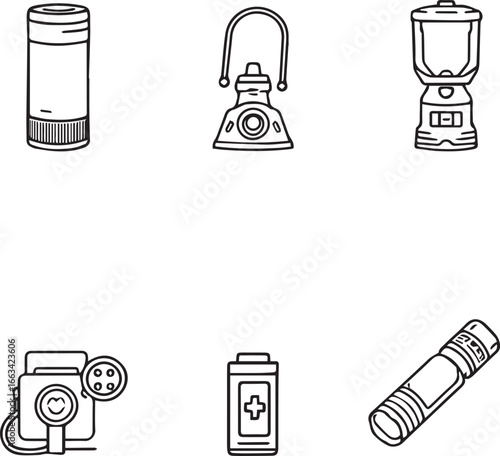 Portable Light — six icons of illumination, energy, and quiet preparedness