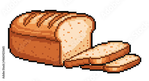 Pixel Art Bread Loaf Delicious 8-bit Bakery Icon
