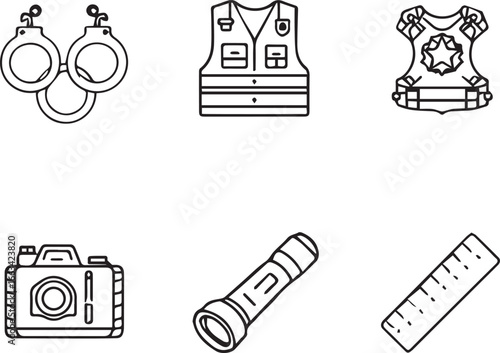 Evidence & Vigil — six icons of protection, investigation, and quiet authority