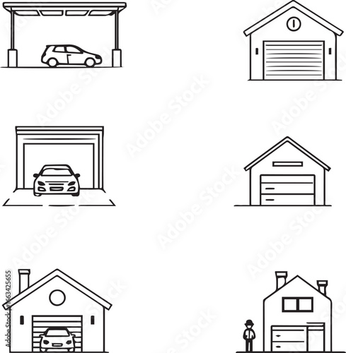 Parked Possibilities — six shelters holding vehicles and quiet intention