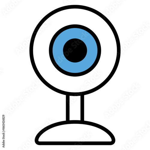 Blue human eye vector icon illustration, a symbol for technology and sound