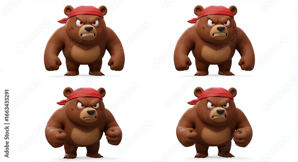 Fototapeta premium Angry cartoon bear illustrations
