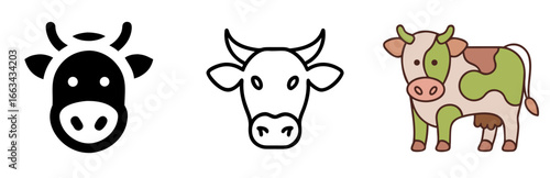 Cow Icon for Farming, Livestock, Dairy, Agriculture and Rural Life