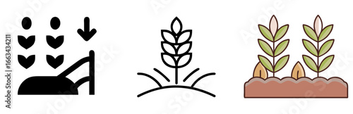 Crop Field Icon for Farming, Agriculture, Plantation and Harvest