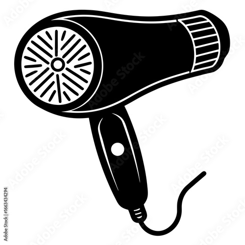 Hairdryer Vector | Generative AI Linocut Silhouette Design Illustration