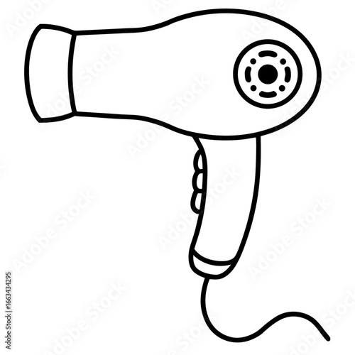 Hairdryer Vector | Generative AI Linocut Silhouette Design Illustration