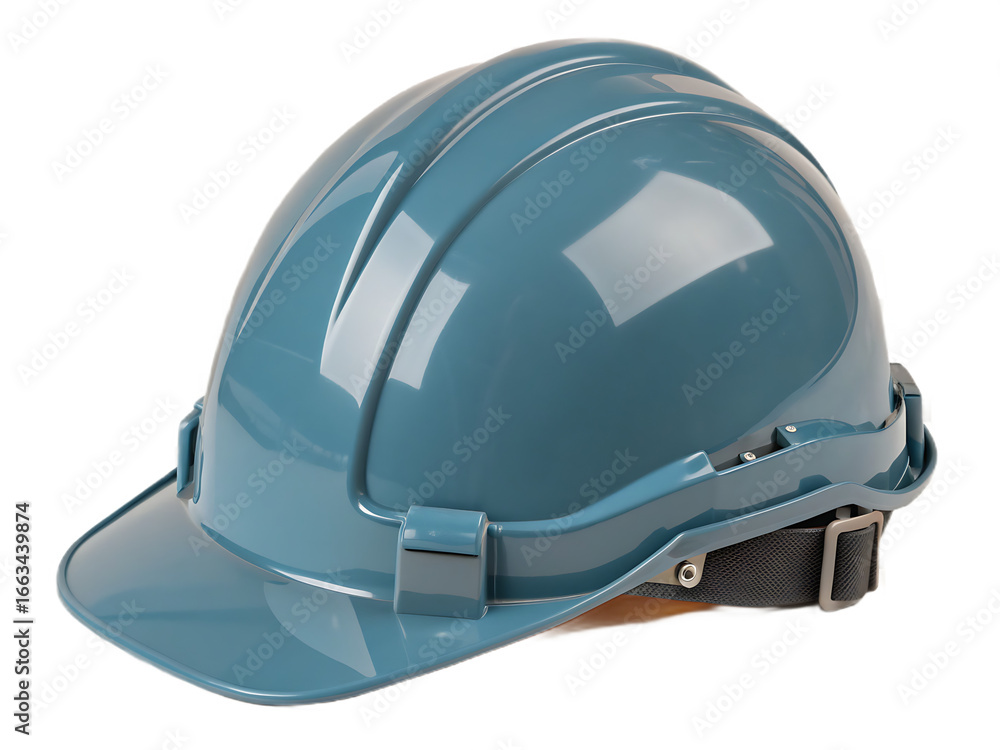 Fototapeta premium Blue Construction Hard Hat for Workplace Safety and Protection in Industrial Environments Essential Personal Protective Equipment for Workers Ensuring Head Safety
