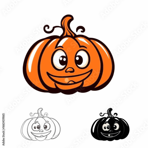 Funny Jack O Lantern Pumpkin Cartoon Vector Illustration