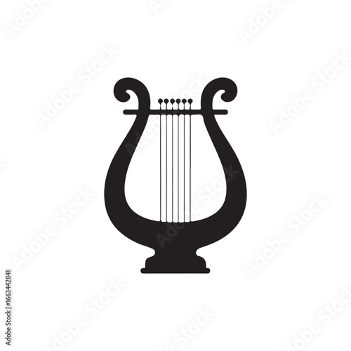 Classic black lyre musical instrument silhouette iconic symbol of music and art silhouette