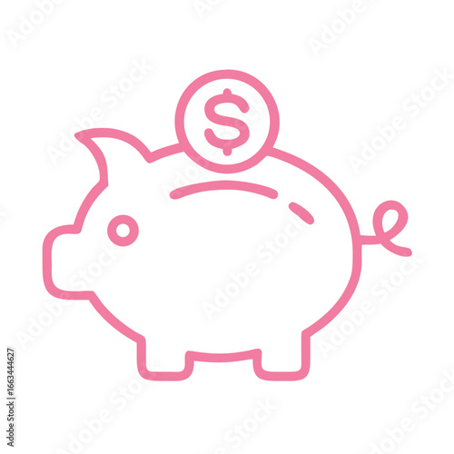 pink piggy bank with money, pink piggy bank with dollar sign, pink piggy bank