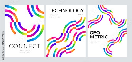 Abstract Gradient Lines Pattern Design on a White Background. Modern Poster Graphic Vector with Gradient Color Shapes.