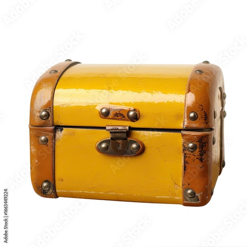 Small, yellow treasure chest with brown trim