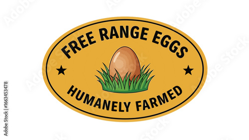 Free Range Eggs Humanely Farmed Illustration for Sustainable Food Labels