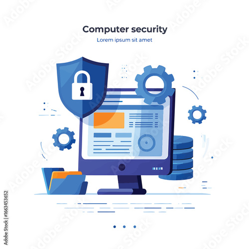 Computer Security Illustration Secure Digital World Protection
