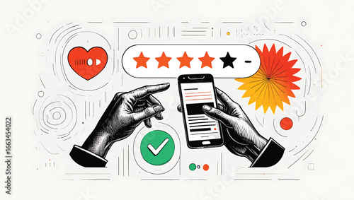 Vector illustration concept of customer feedback and online satisfaction rating