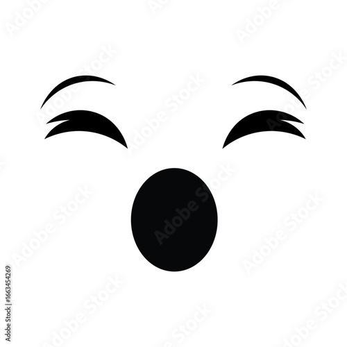 Smiling cat face with closed eyes icon. Isolated on white backgrund. Vector illustration. eps10