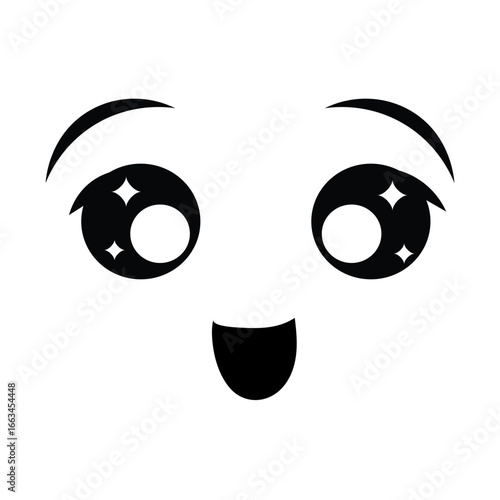 Smiling cat face with closed eyes icon. Isolated on white backgrund. Vector illustration. eps10