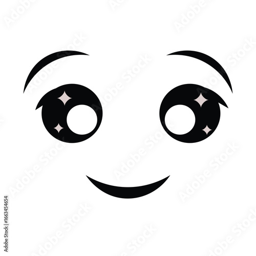 Smiling cat face with closed eyes icon. Isolated on white backgrund. Vector illustration. eps10