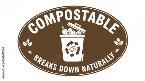 Compostable Icon Breaks Down Naturally - Sustainable Waste Management Symbol