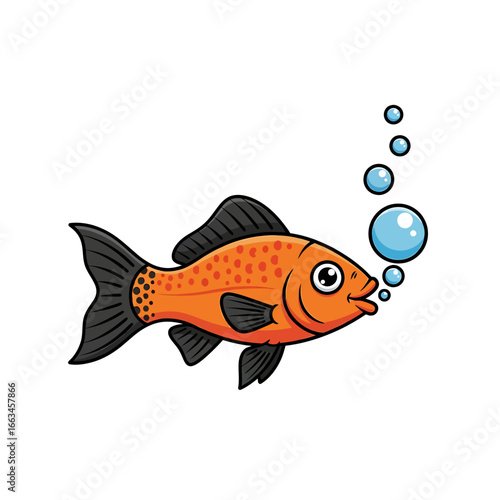 Cartoon Goldfish With Bubbles