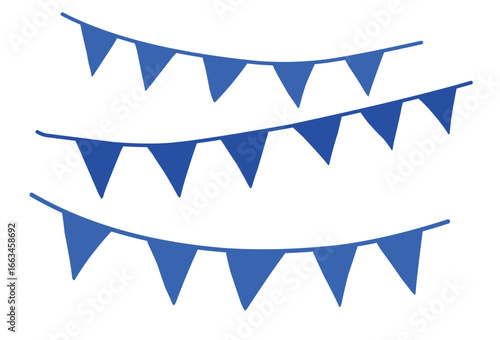 Bunting flag with blue color simple element illustrtion