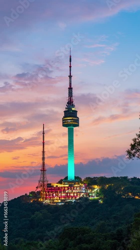 Wallpaper Mural Skyline sunset at namsan mountain in Seoul city south Korea Torontodigital.ca