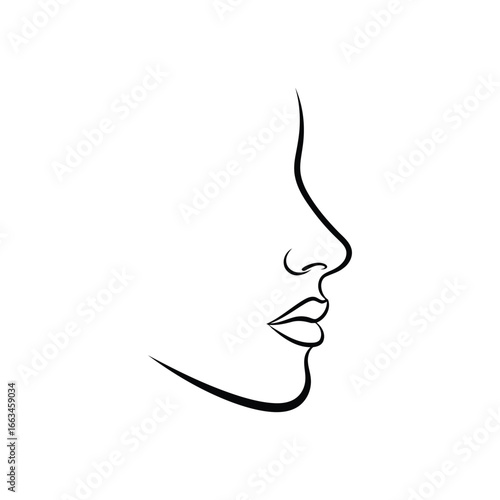 Vector art of minimalist line drawing of a womans face in profile