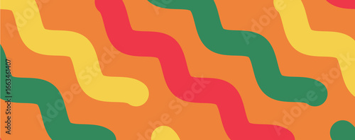 Abstract waves Colorful line doodle seamless pattern. Creative minimalist style art background, trendy design with basic shapes. Modern abstract color backdrop	
