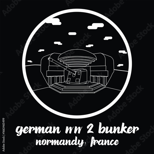 Circle Icon German WW 2 Bunker. vector illustration