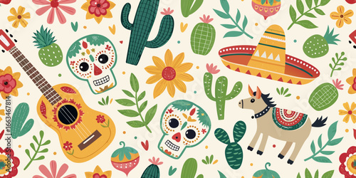 Collection of Mexican culture celebrating elements 