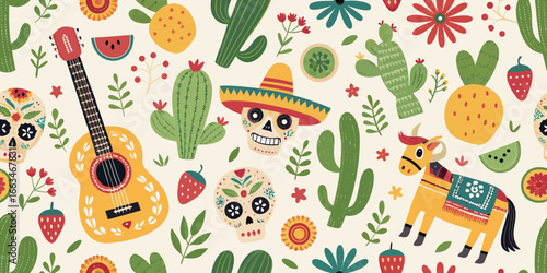 Mexican culture celebrating elements vector illustration 