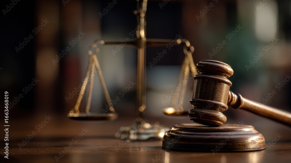 The gavel and scales of justice symbolizing law and order in society. The gavel and scales of justice symbolizing law and order in society.